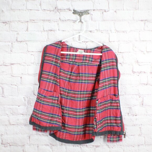 LL Bean Scotch Plaid Flannel Shirt Relaxed Zip Hoodie Cotton Red Medium - Picture 8 of 12
